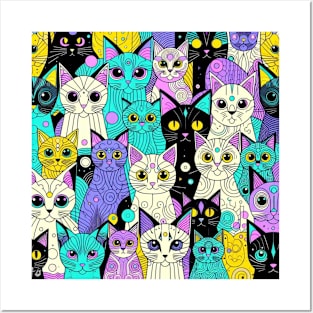 cat pattern Posters and Art